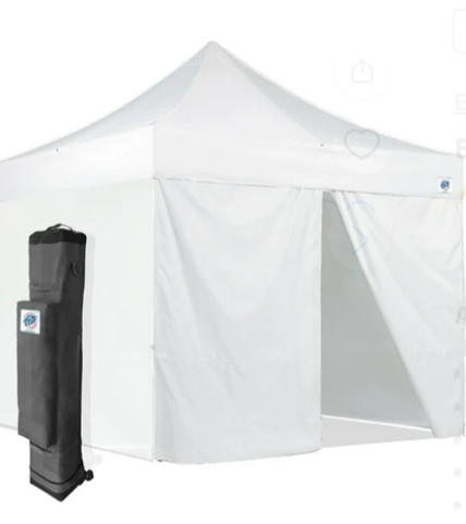 e-z up instant portable commercial canopy 3 full walls, 10' x 10', white
