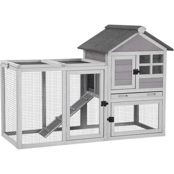 Weather Resistant Rabbit Hutch with Ramp
