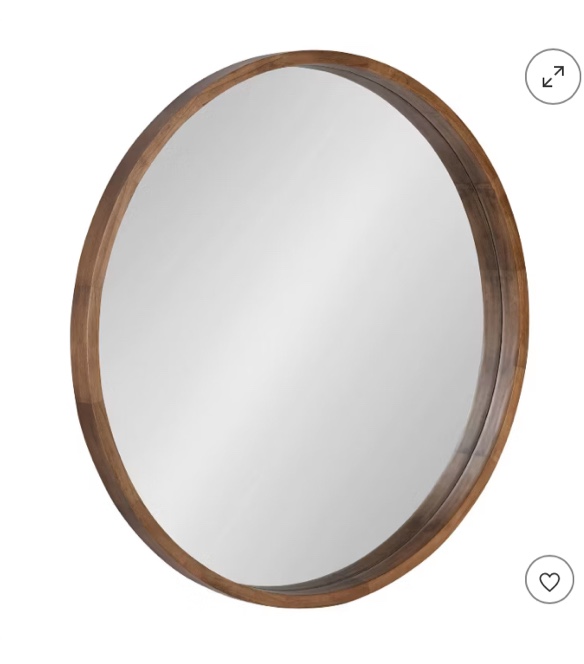 Kate and Laurel Hutton Round Decorative Wood Frame Wall Mirror