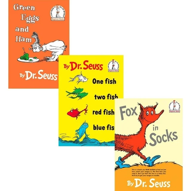 Dr. Seuss 3-pack Green Eggs and Ham; One Fish Two Fish; Fox in Socks