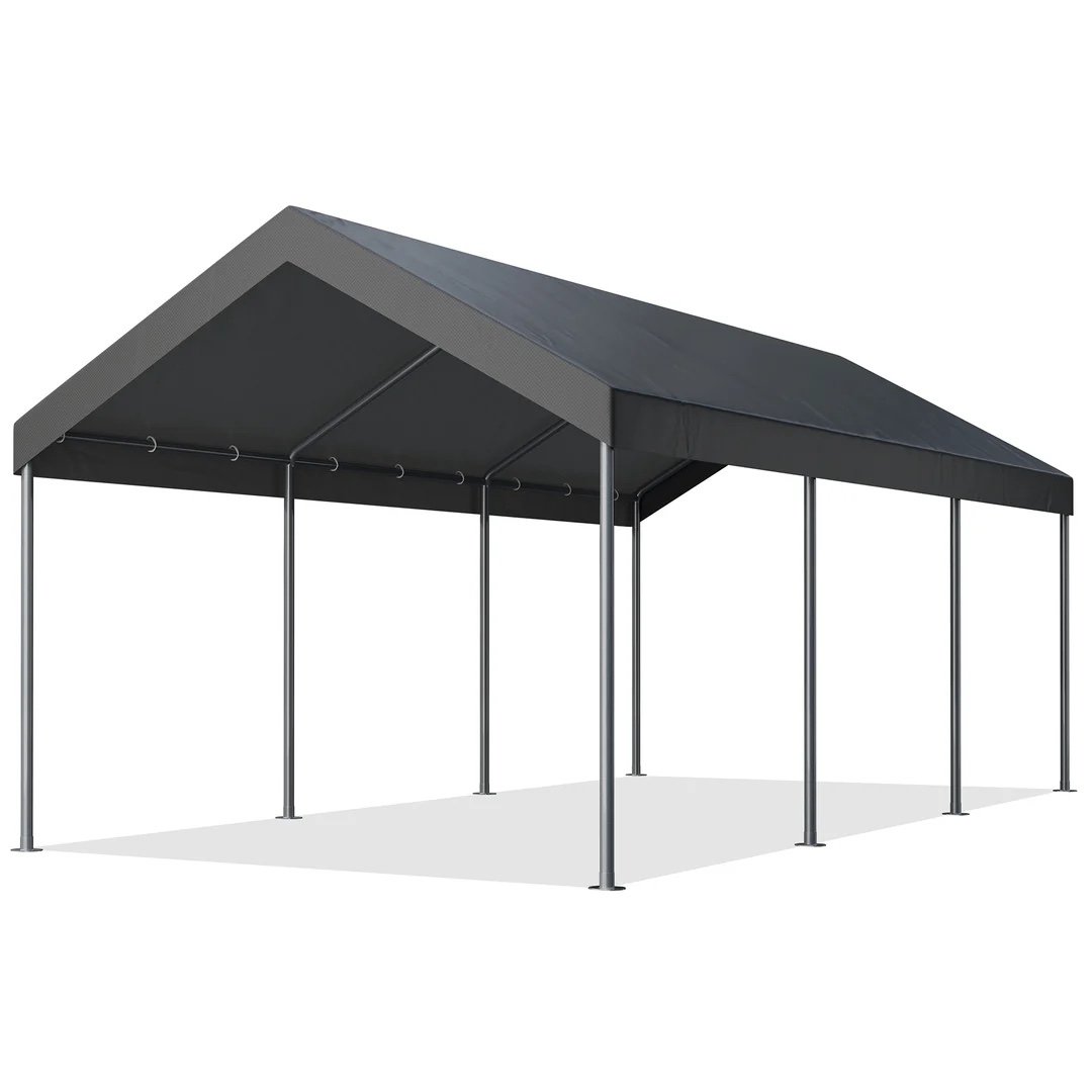 Walsunny Carport 10 x 20 ft Heavy Duty Carport Car Canopy with 180g PE Tarp for Wedding