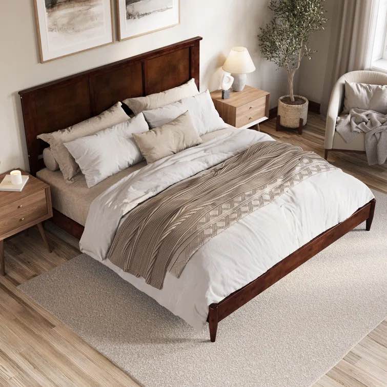 ( incomplete) Amandah Low Profile Solid Wood Panel Bed Size: Full, Color: Walnut