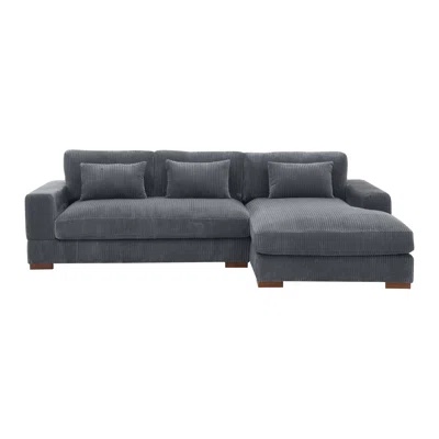 ( incomplete/ only Raf Loveseat) Modern Corduroy Sectional Sofa With 4395044405 D94304 - 2L - Gray