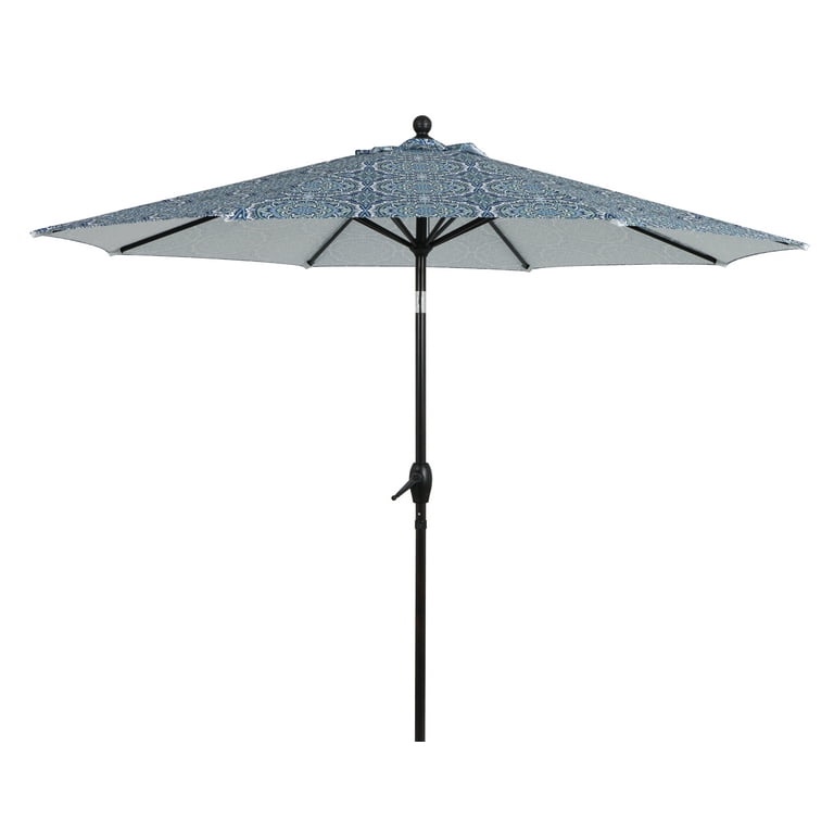 Better Homes & Gardens 9' Blue and Green Medallion Patio Umbrella Crank Lift and 3 Position Tilt 