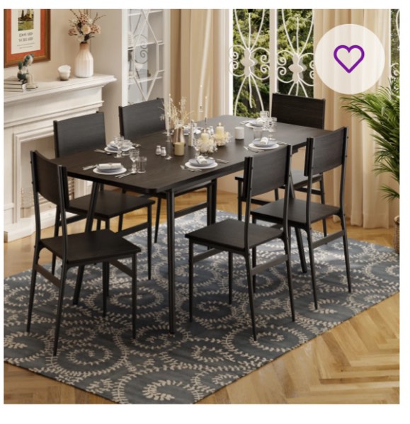( pick up  2 boxes) Deyton Modern 7-Piece Rectangular Expandable Dining Set with Wood Chairs, 63'' Table