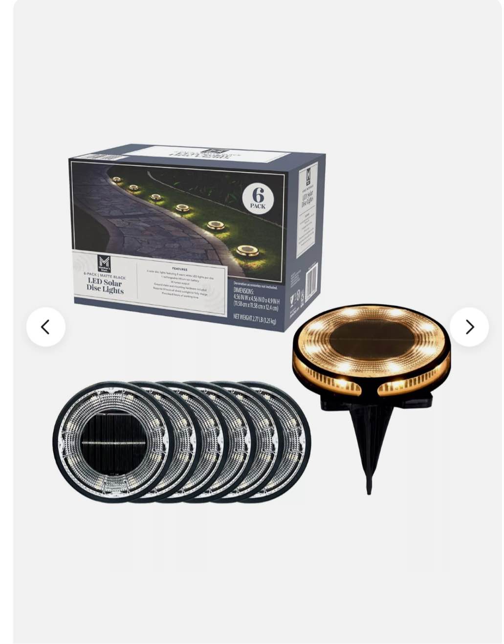 Member's Mark 6-Piece LED Solar Disc Lights - 30 Lumens