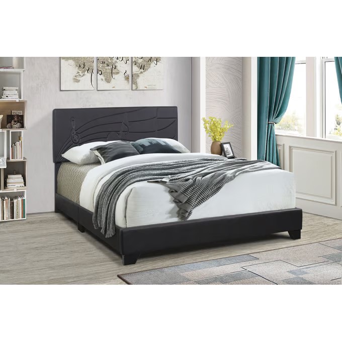 U390-38 Progressive Furniture Jordan Black Upholstered King Bed