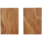 Wooden Wavy Carved Abstract Brown Wall Decor Set Wooden Brown Wavy Carved Abstract Wall Art (Set of 2)