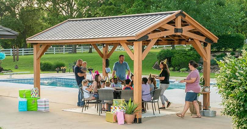 (incomplete)Permanent Wood Gazebo 13 Ft. W X 11 Ft. D Solid Wood Patio Gazeln