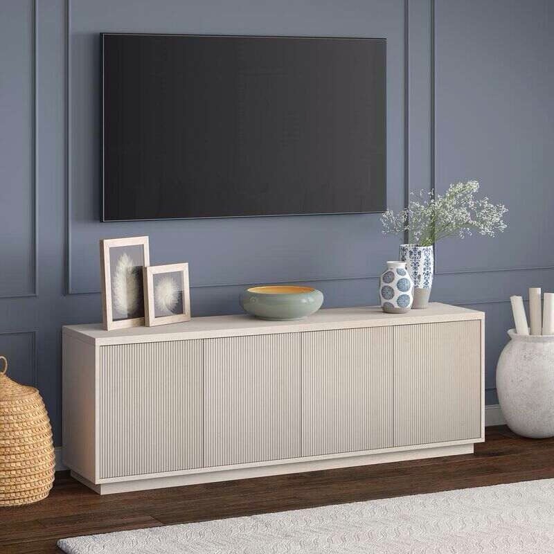 Hudson&Canal Hanson Rectangular TV Stand for TV's up to 75 in Alder White