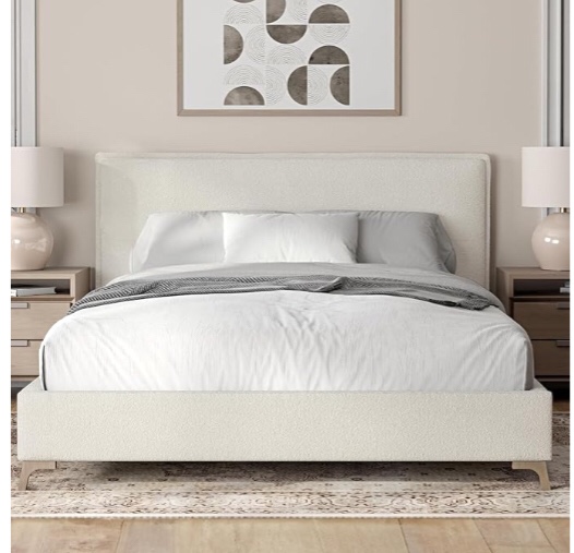  (incomplete)UPHOLSTERED BED SERIES QUEEN Light Gray.