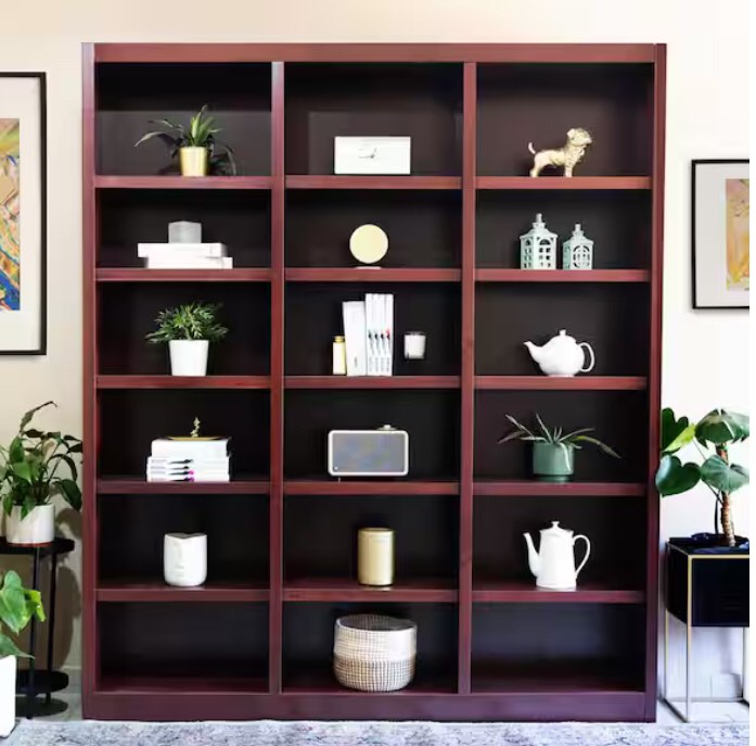 (incomplete)Cherry Wood 18-shelf Standard Bookcase with Adjustable Shelves