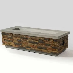 60In Concrete Fire Pit Table With Stone Looks Propane Gas Fire Pit Table