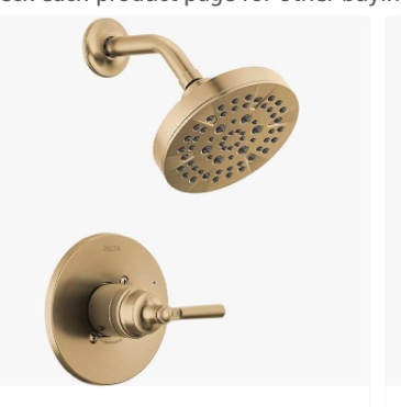Delta Faucet Saylor 14 Series Gold Shower Valve Trim Kit, Delta Shower System, Shower Faucet Set, Go