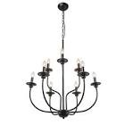 30 In. 9-Light Black Farmhouse Chandelier,Rustic Industrial Style
