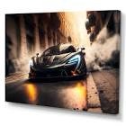 Black McClaren Sports Car Racing in Italian Street I - Print on Canvas 12x20