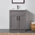 gray model W1550P1168209 24" Bathroom Vanity with Ceramic Sink Modern Freestanding Bathroom Vanity with 2 Drawers