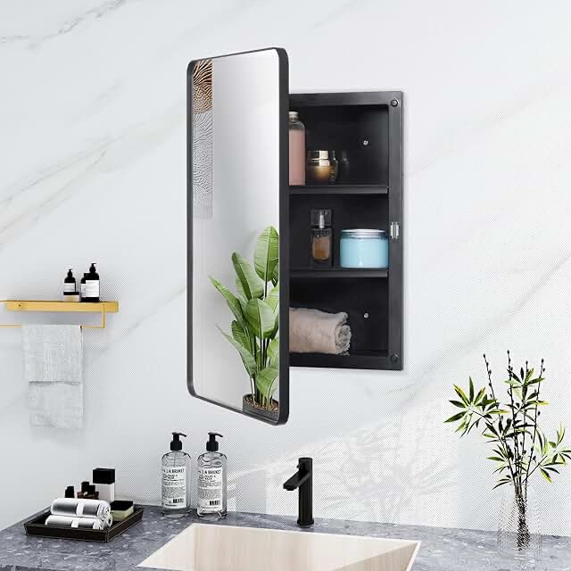 cabinet mirror negro for bastroom 16x24 