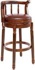 Swivel Bar Stool with Top-Grain Leather Seat, Hollow Back Design, Solid Wood Frame & Footrest for Kitchen, Dining, or Living Room
