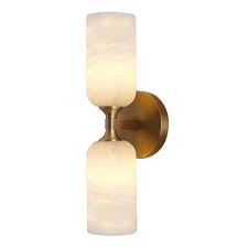 Modern 2-Light Brass Marble Wall Sconce for Bedroom and Living Room,Bathroom,Wall Light With G9 Bulbs(Set of 1)