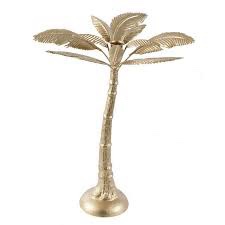 Benjara BM302679 16 in. Iron Tall Artisan Candle Holder Inspired by A Palm Tree, Gold