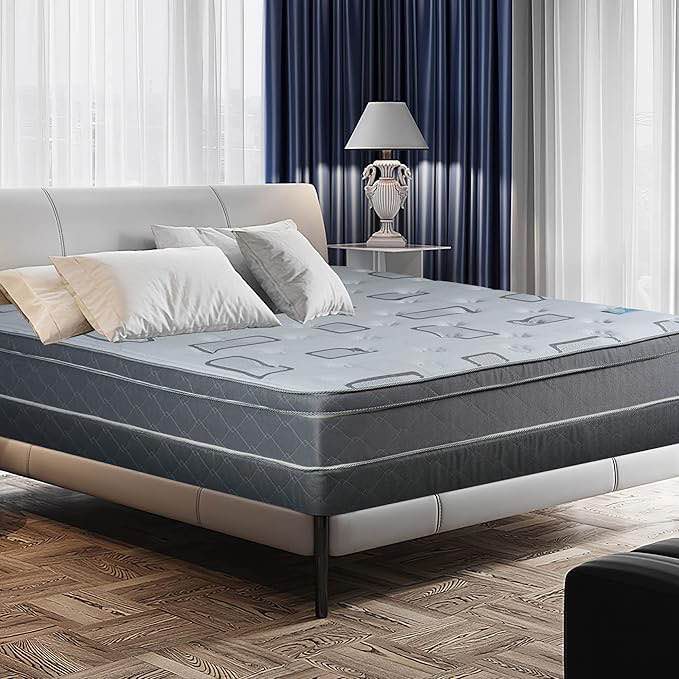 (unknown size) NE-UHM501MK Greaton, 11" Medium Plush Hybrid Euro Top Foam Encased Innerspring Mattress and Wood Box Spring for Mattress,  King