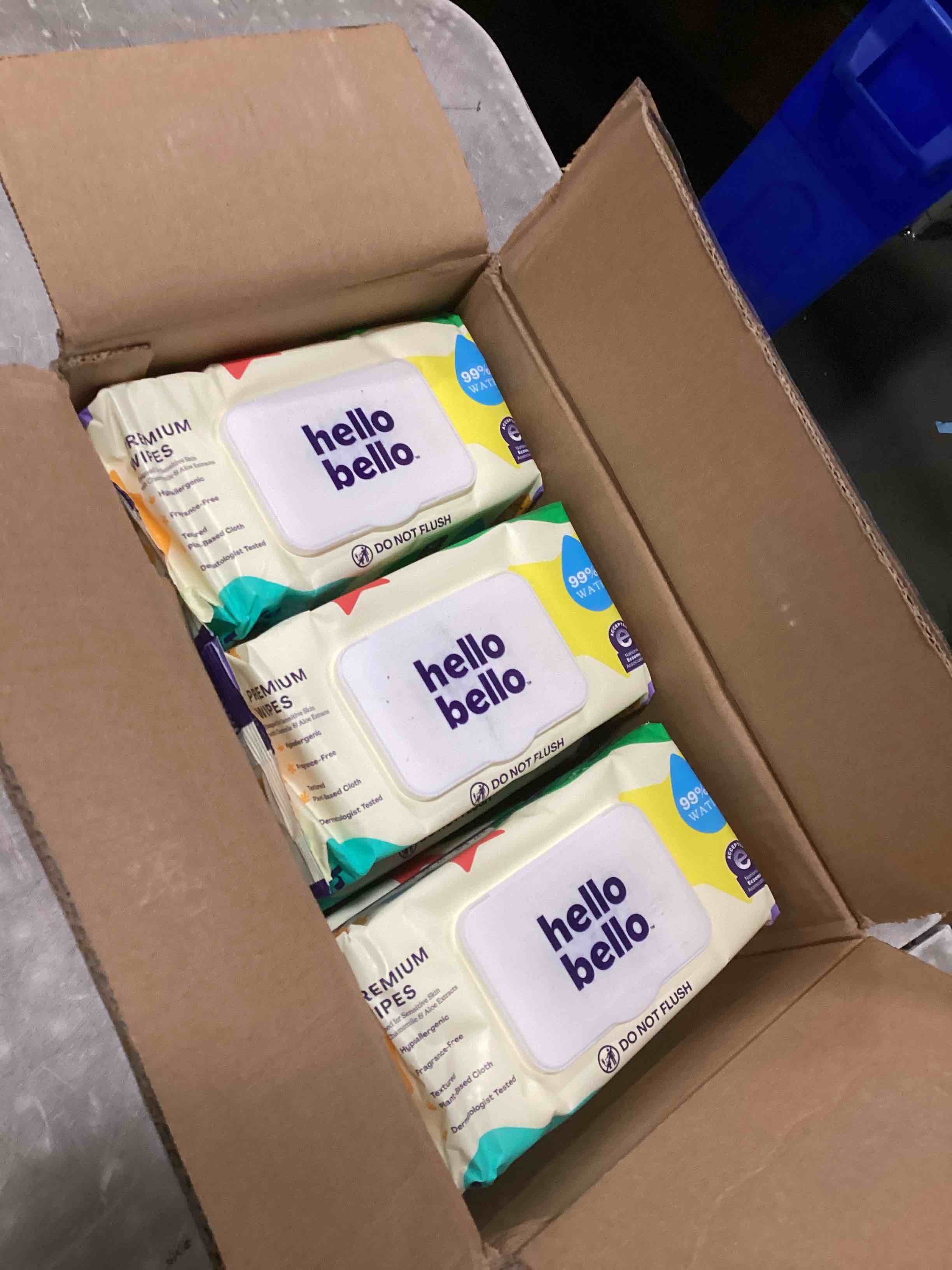 Condition photo showing New/Like New for Hello Bello Extra Gentle Unscented Baby Wipes, Plant Based, Made with 99% Water and Aloe for Babies and Kids, 1080 Count 60 Count (Pack of 18) Fragrance Free