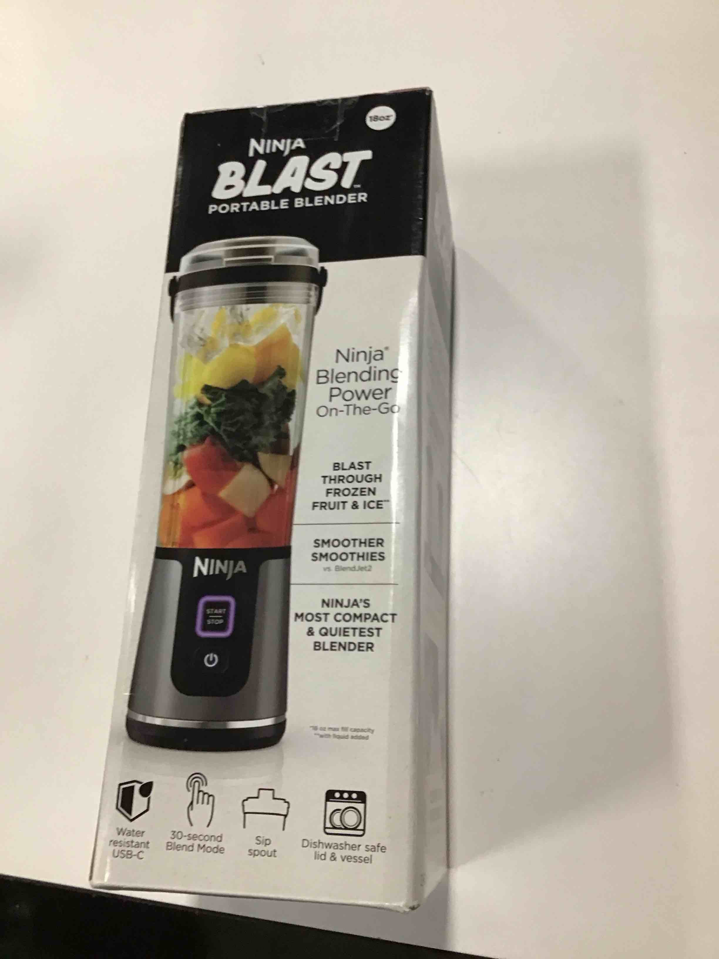 Ninja BC151BK Blast Portable Blender, Cordless, 18oz. Vessel, Personal Blender-for Shakes & Smoothies, BPA Free, Leakproof-Lid & Sip Spout, USB-C Rechargeable, Dishwasher Safe Parts, Black