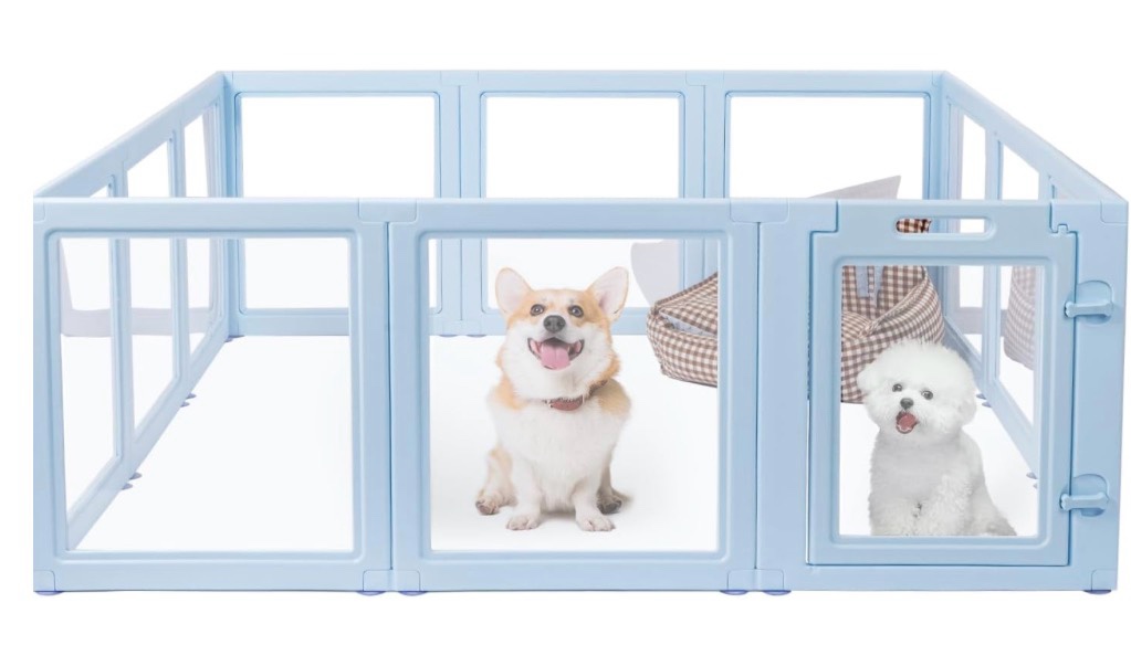 (incomplete) Ckin Pet Clear Acrylic Dog Playpen,Transparent DIY Dog Pen,Easy Assembly and Disassembly,Indoor and