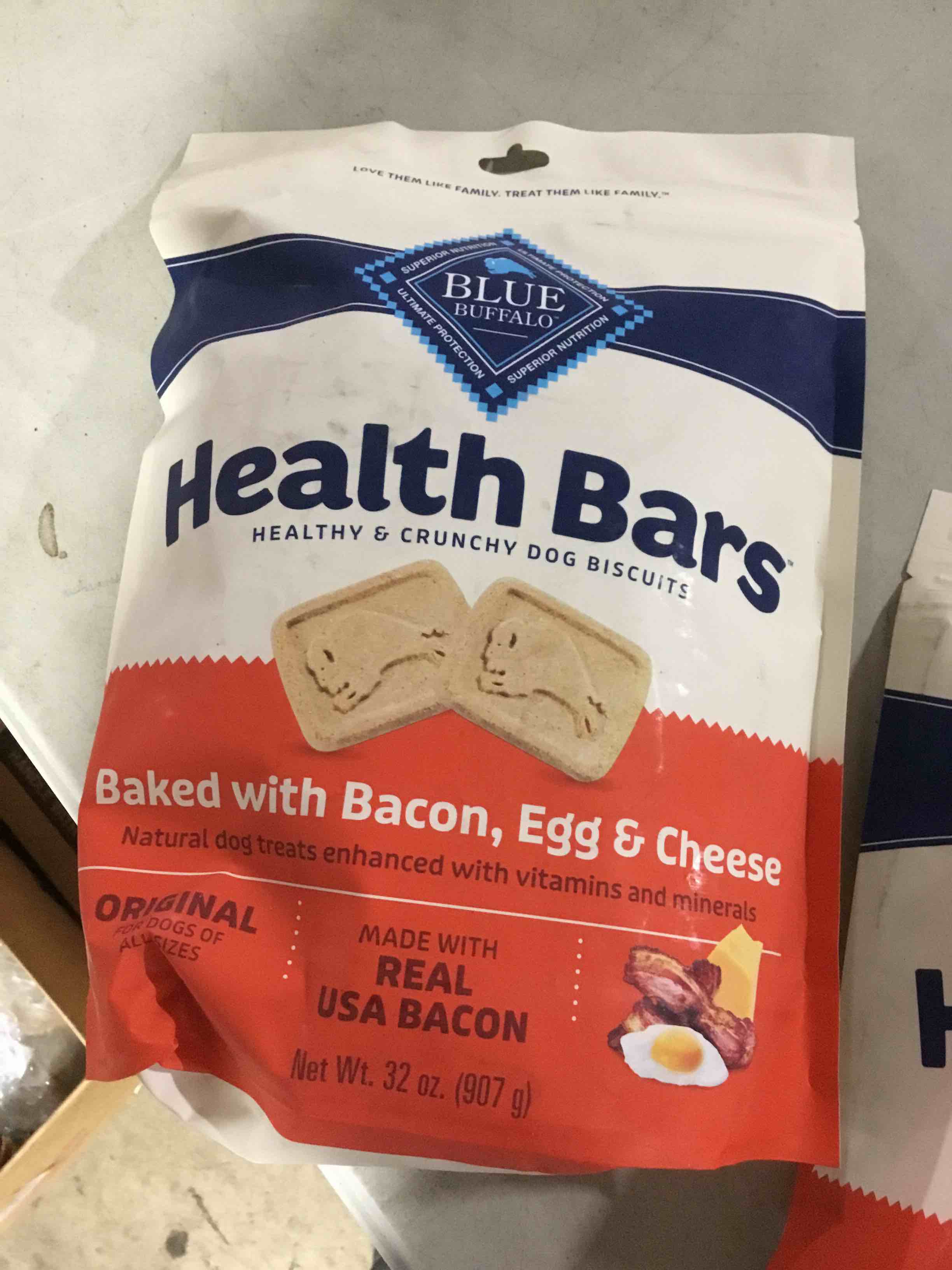 Condition photo showing New/Like New for Blue Buffalo Health Bars Mini Crunchy Dog Biscuits, Oven-Baked with Natural Ingredients, Bacon, Egg & Cheese, 32-oz Bag