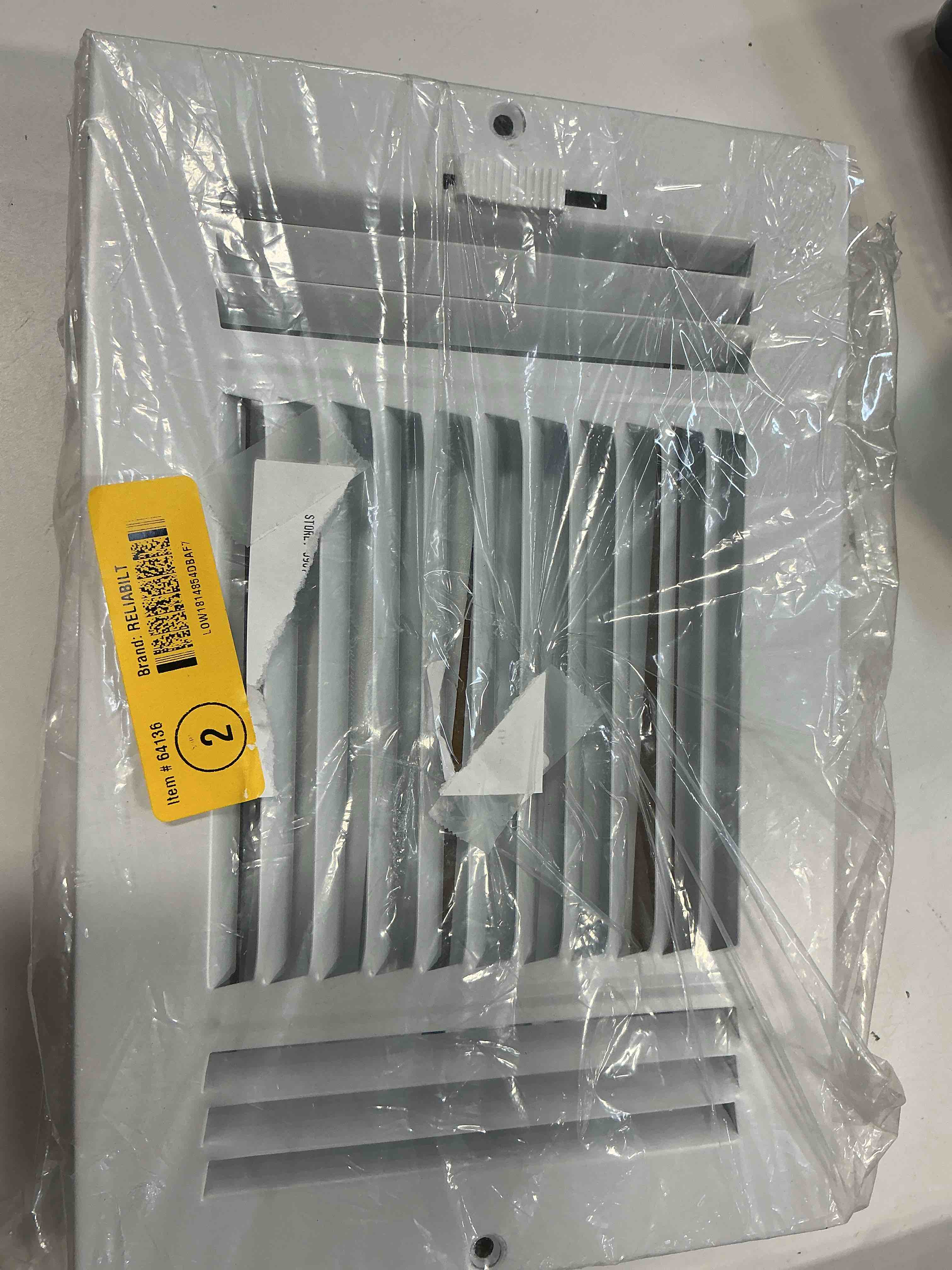 Condition photo showing As Is for Reliabilt 10 In. X 6 In. Steel Adjustable Wall/Ceiling Register in White