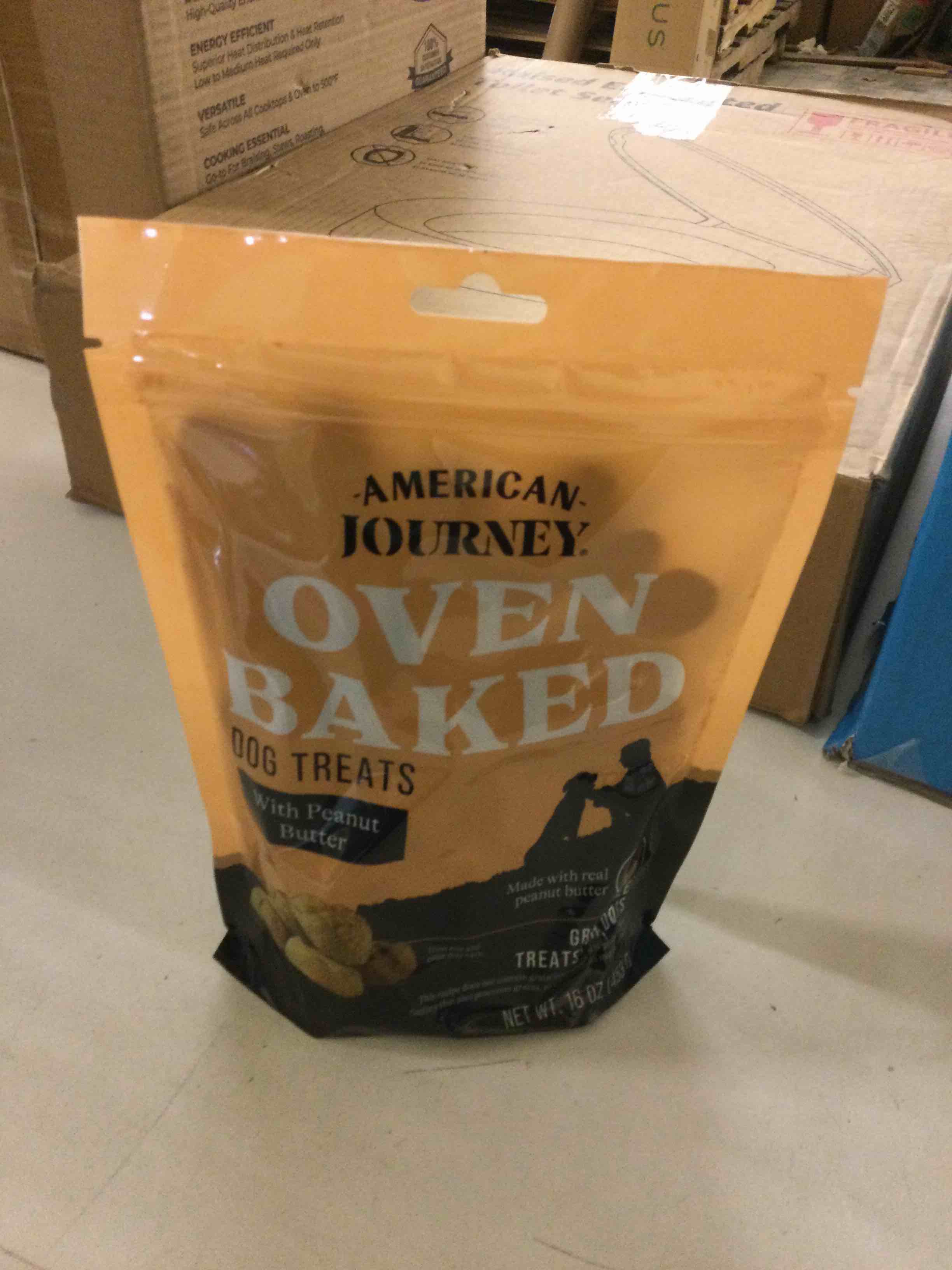 Condition photo showing New/Like New for American Journey Peanut Butter Recipe Grain-Free Oven Baked Crunchy Biscuit Dog Treats