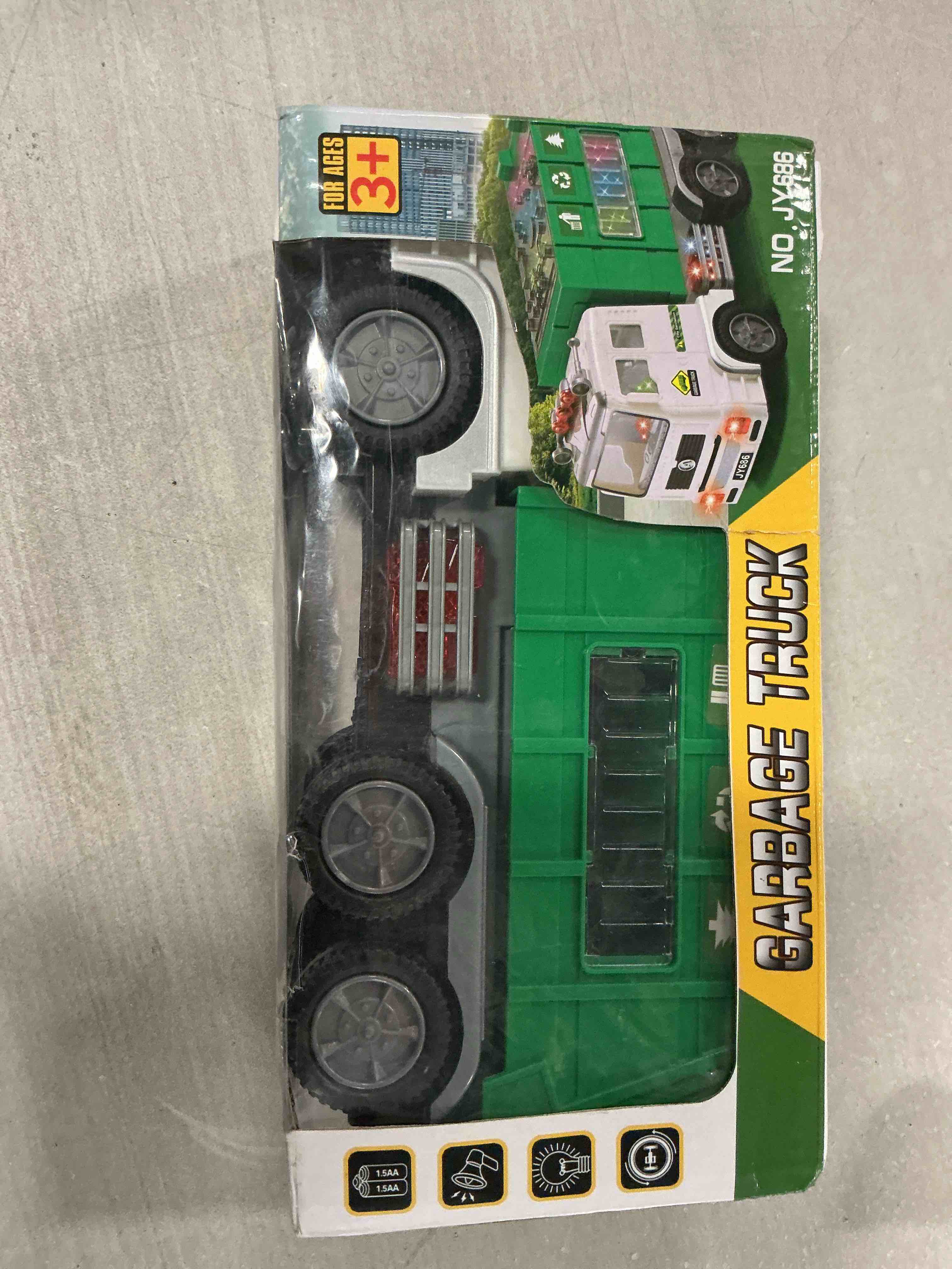 Condition photo showing Good Condition for Zetz Brands Toy Garbage Truck with 4D Lights & Sounds for Boys, Toddlers, Kids 3+ - Trash Trucks Vehicle, Push Toy Car, Bump & Go w/Recycle and Sanitation Sticker – Ideal Birthday