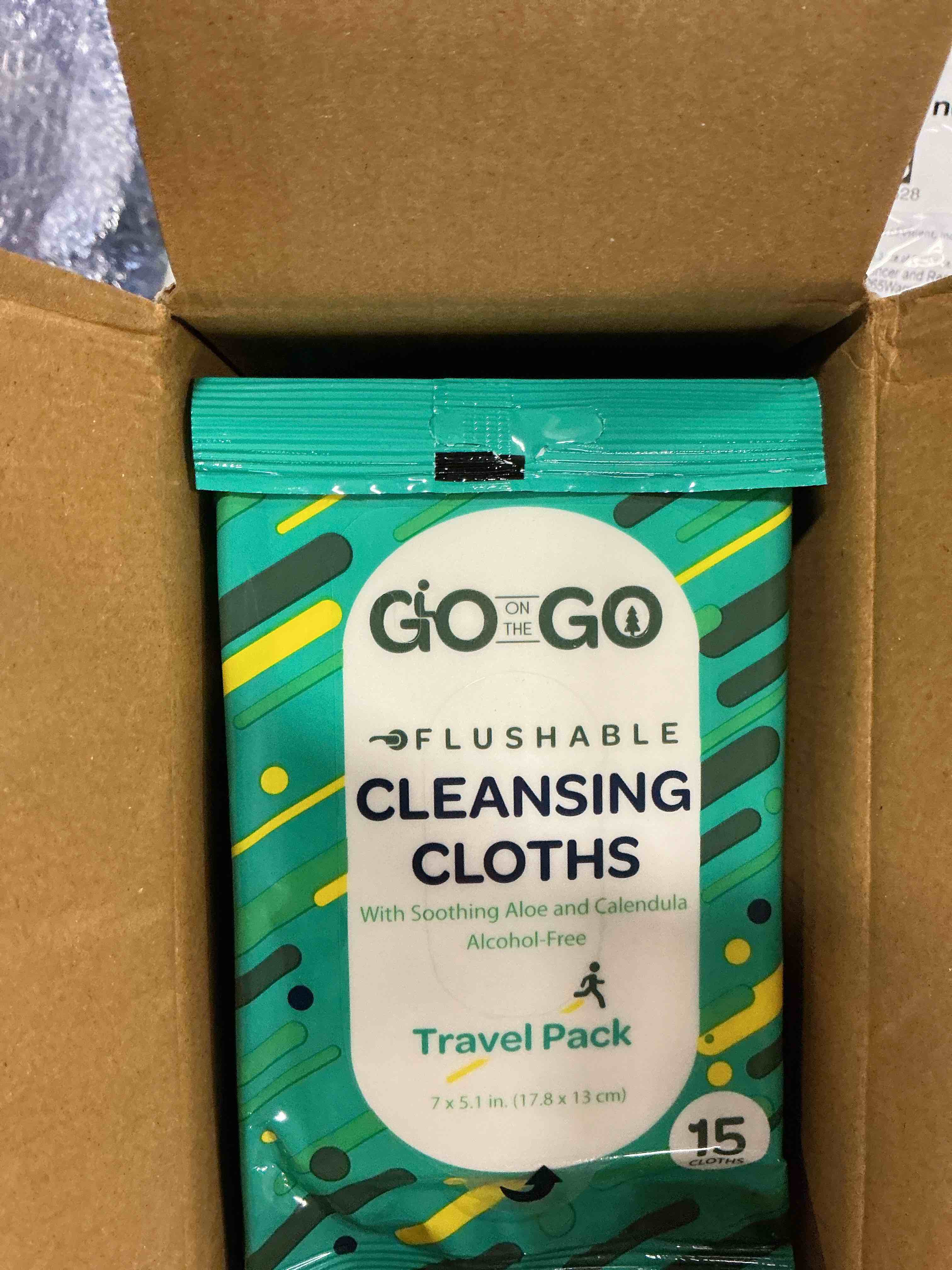 Condition photo showing New/Like New for Flushable Wet Wipes for Travel - Travel Flushable Wipes with Soothing Aloe and Calendula - Toilet Wipes Flushable - 12 Packs of 15 Count Each - 180 Wipes Total