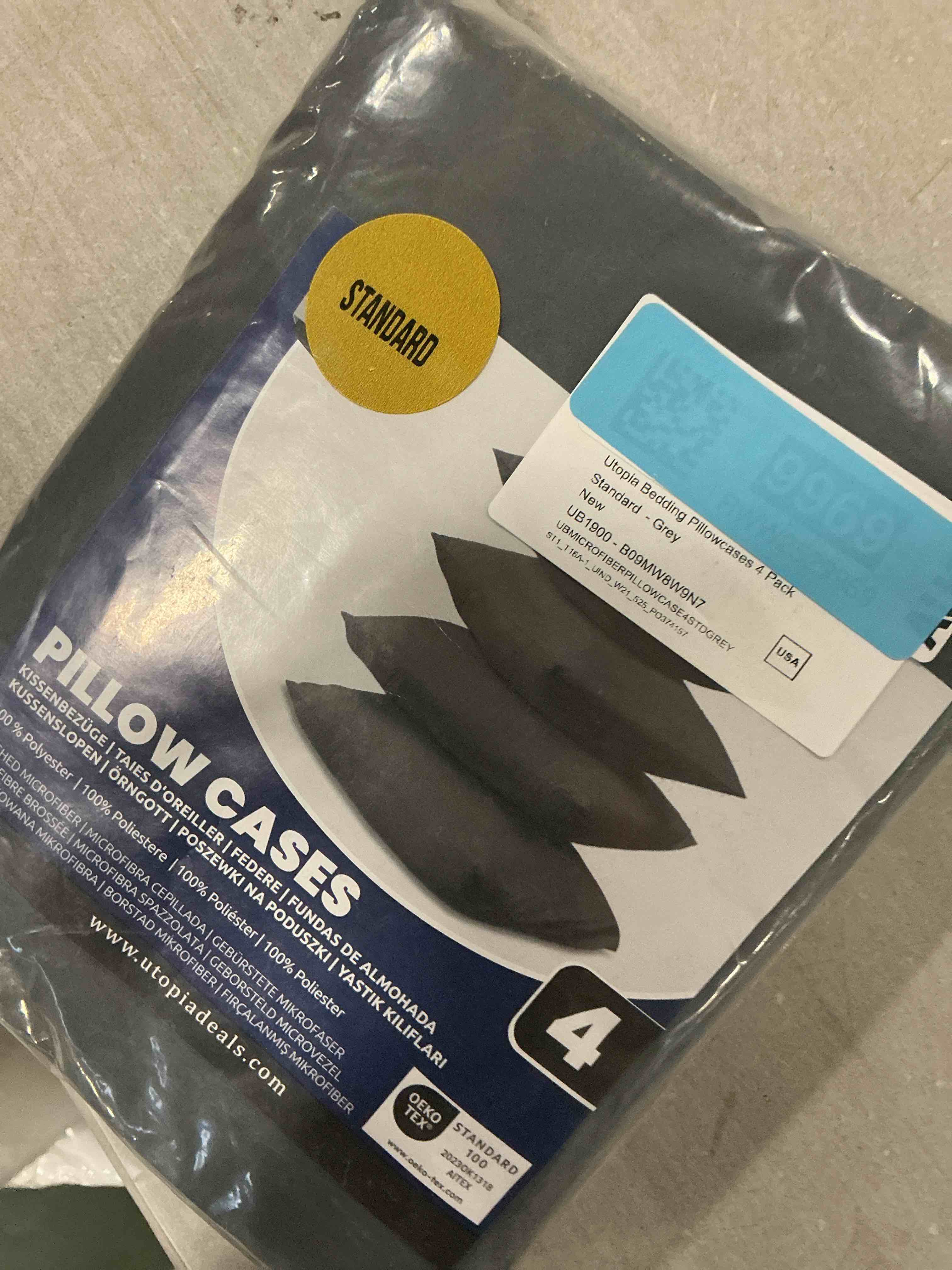 Condition photo showing As Is for Utopia Bedding Queen Pillow Cases - 4 Pack - Envelope Closure - Soft Brushed Microfiber Fabric - Shrinkage and Fade Resistant Pillow Covers Queen Size 20 X 30 Inches (Queen, Grey)