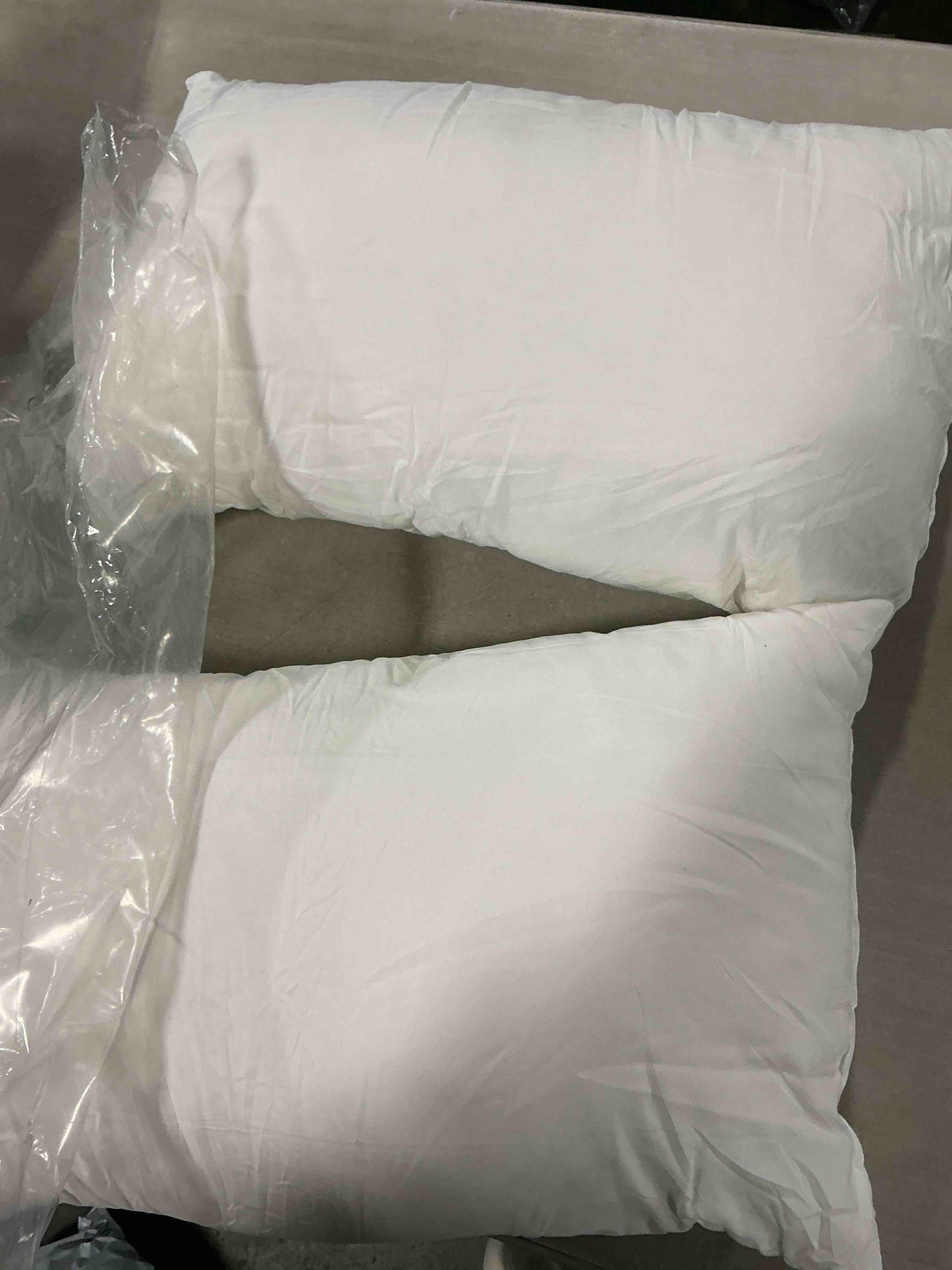 Condition photo showing As Is for Utopia Bedding 18x18 Pillow Inserts, Set of 2, White – Indoor Decorative Throw Pillows for Bed, Sofa & Couch – Soft, Supportive & Fluffy Cushion Inserts White 18x18 Inch
