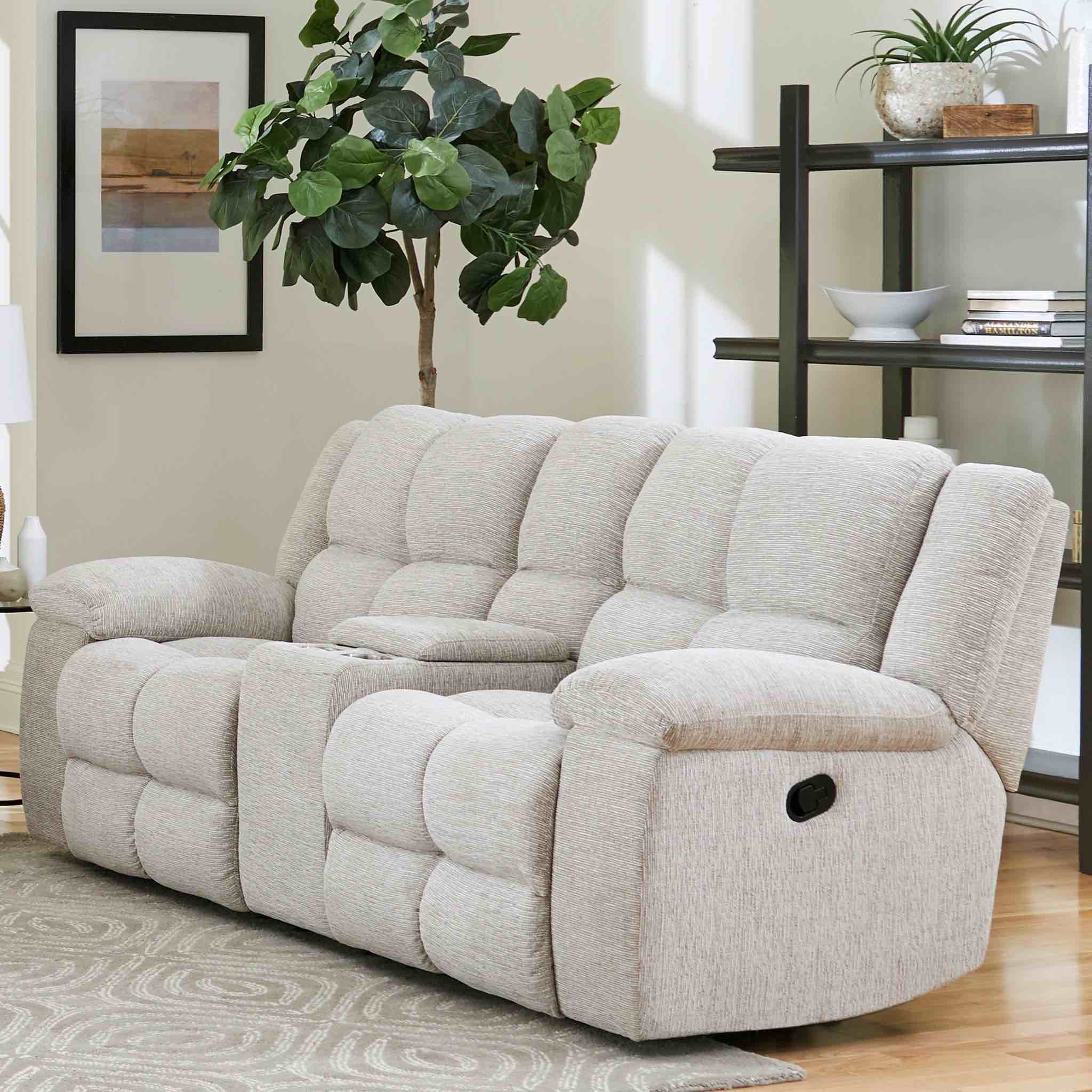 BUSTER - OPAL TAUPE MANUAL DUAL RECLINING CONSOLE LOVESEAT