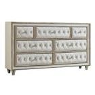 Coaster Home Furnishings 223523 Antonella Tufted Upholstered 7 Drawer Dresser - Ivory and Camel Velvet