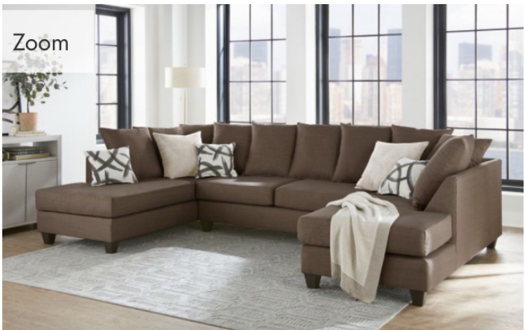 NeoLiving Sammie Double Chaise Sectional, Brown Fabric