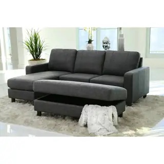 Abbyson Berkeley Grey Fabric Reversible Sectional and Ottoman