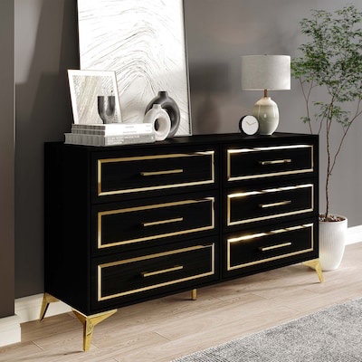 ChaletPosh Black 6 -Drawer Standard dresser