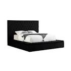 Upholstered Bed With Bench Black Velvet,King 