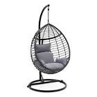 SereneLife Hanging Egg Chair with Stand - Up to 550 lbs of Capacity - Beautiful Swinging Basket Chair with Base Made from Wicker Rattan and Powder-Coated Steel Frame - Egg Swing Chair with Stand
