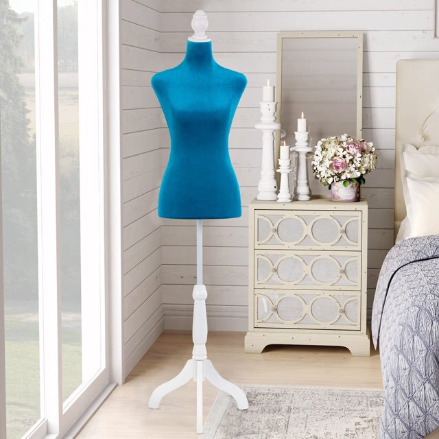 SereneLife Female Adjustable Mannequin  Hanging Fashion Torso Display Form Mannequin with Hook blue