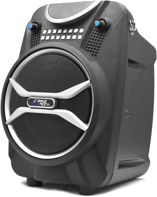 Pyle Wireless Portable PA Speaker System - 200 W Battery Powered Rechargeable Sound Speaker and Microphone Set with Bluetooth MP3 USB Micro SD FM Radio AUX - for Outdoor DJ Party -PWMAB210BK (Black)