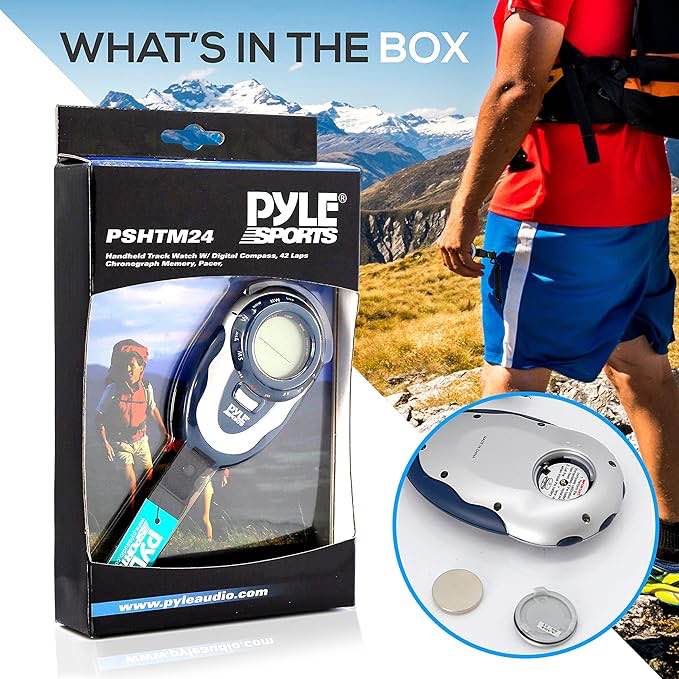 Multifunction Sports Training Handheld Watch - Smart Classic Running Digital Fitness Gear Tracker w/ Heart Rate Monitor, Timer, Alarm, Chronograph Mode - Men and Women - Pyle PSHTM24 (Blue)