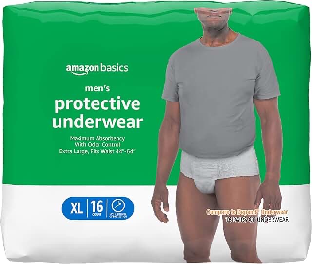 Amazon Basics Incontinence Underwear for Men, Maximum Absorbency, X-Large, 16 Count (1 Pack)