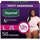 Depend Night Defense Women's Night Incontinence Underwear - L - 56ct