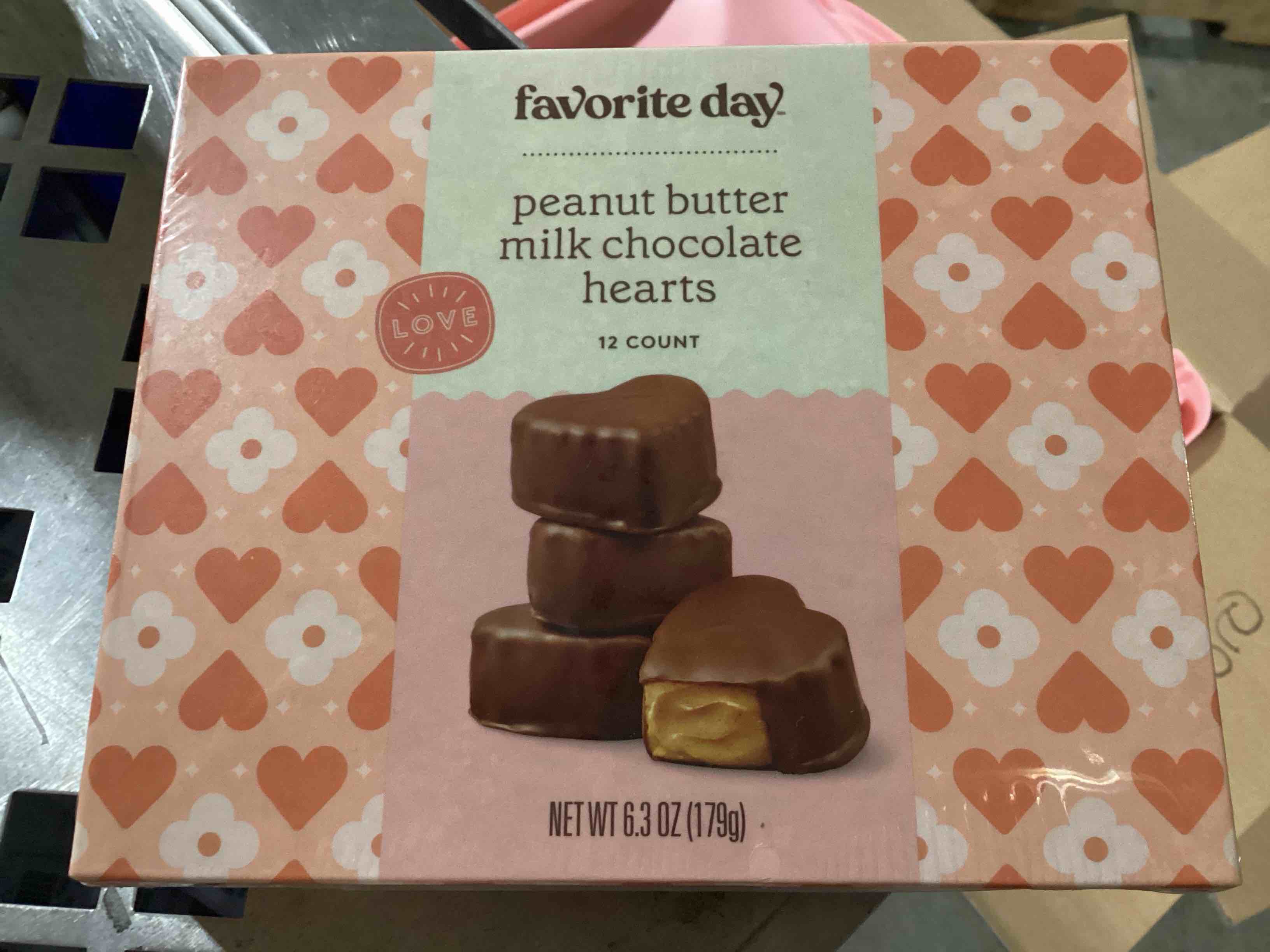 Valentine's Peanut Butter Filled Milk Chocolate Hearts in Gift Box - 6.3oz - Favorite Day™ (BB 12/25) 