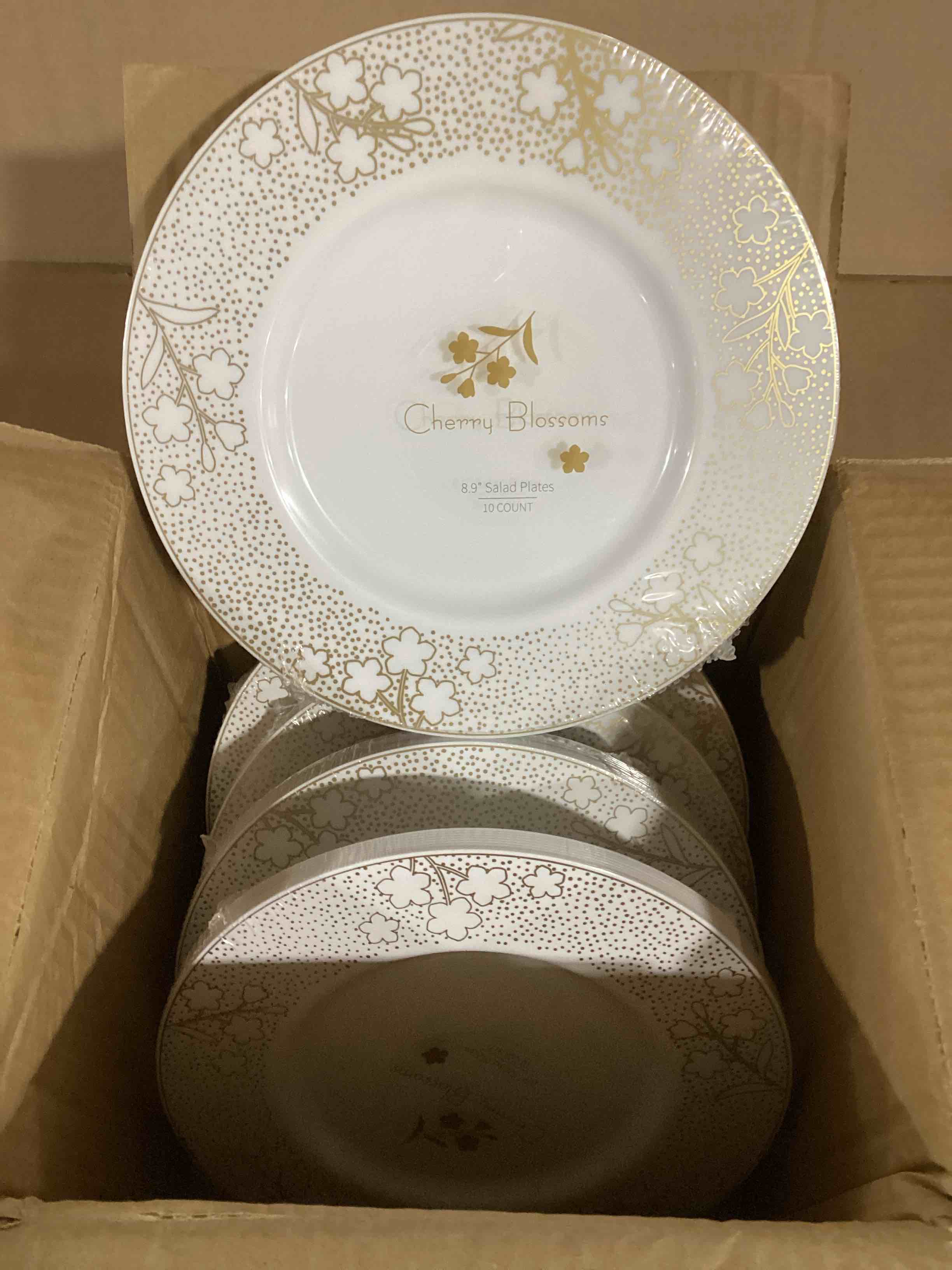 Case of 5 (10ct) Cherry Blossoms 8.9in Plastic Salad Plates
